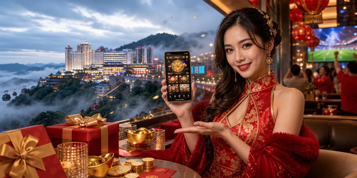 Pemain menggunakan aplikasi kasino dari kawasan Genting Highlands dengan suasana malam